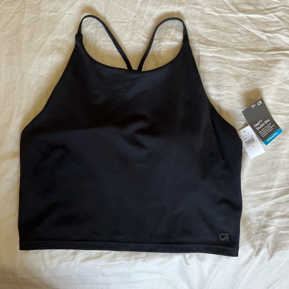NWT. Black GAP Fit Studio Bra Size L